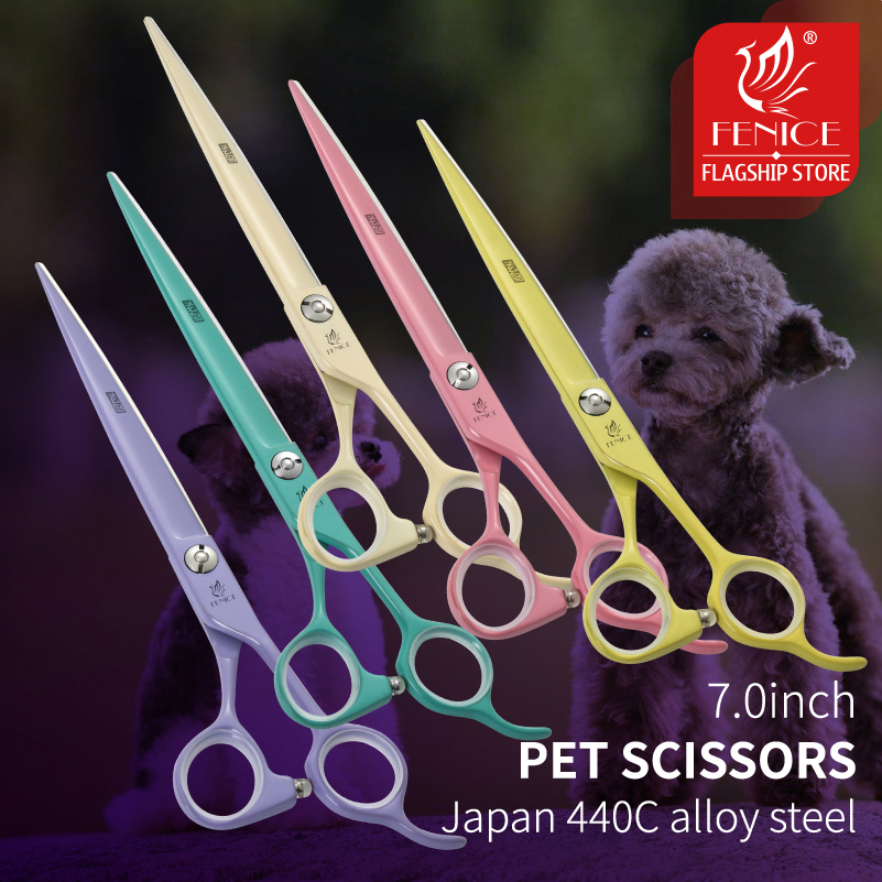 Grooming Scissors - Fenice Jp440c kolorowe profesjonalne 7.0 Cal